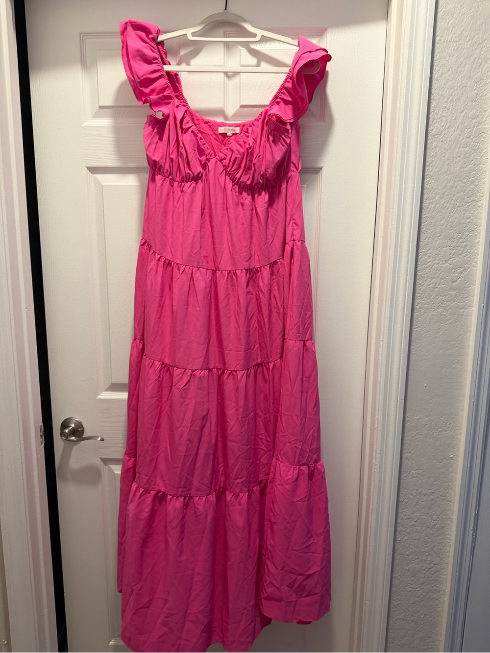 Vici Hot Pink Tiered Ruffle Maxi Dress